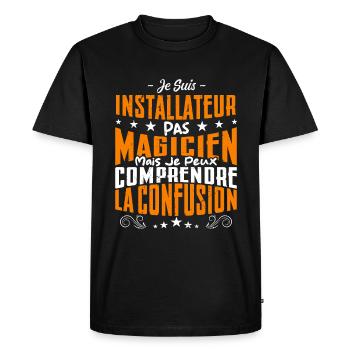 Je Suis Installateur Pas Magicien - T-shirt Premium bio Homme - noir - Devant - Nico (187cm)