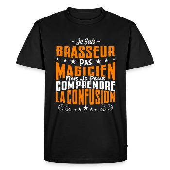 Je Suis Brasseur Pas Magicien - T-shirt Premium bio Homme - noir - Devant - Nico (187cm)