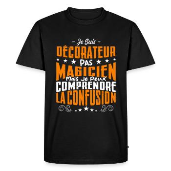Je Suis Décorateur Pas Magicien - T-shirt Premium bio Homme - noir - Devant - Nico (187cm)