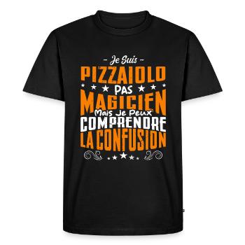 Je Suis Pizzaiolo Pas Magicien - T-shirt Premium bio Homme - noir - Devant - Nico (187cm)