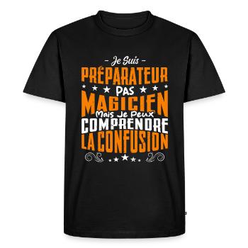 Je Suis Préparateur Pas Magicien - T-shirt Premium bio Homme - noir - Devant - Nico (187cm)