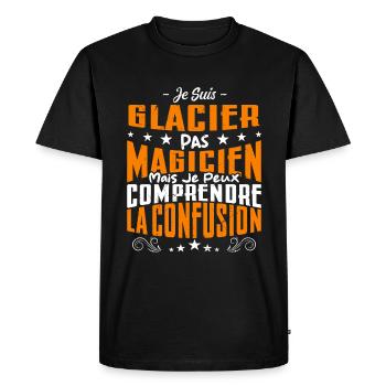 Je Suis Glacier Pas Magicien - T-shirt Premium bio Homme - noir - Devant - Nico (187cm)