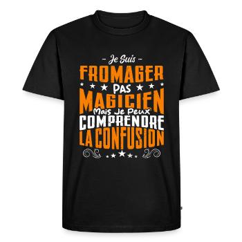 Je Suis Fromager Pas Magicien - T-shirt Premium bio Homme - noir - Devant - Nico (187cm)