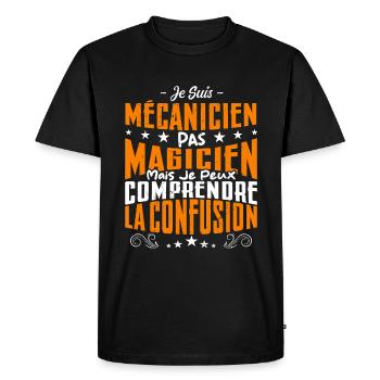 Je Suis Mécanicien Pas Magicien - T-shirt Premium bio Homme - noir - Devant - Nico (187cm)
