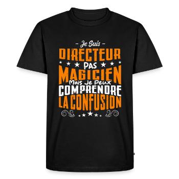 Je Suis Directeur Pas Magicien - T-shirt Premium bio Homme - noir - Devant - Nico (187cm)
