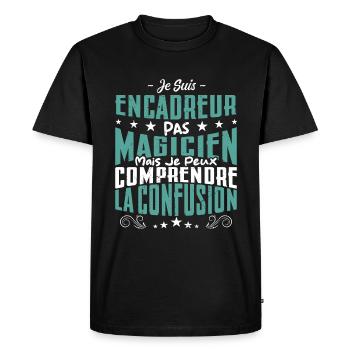 Je Suis Encadreur Pas Magicien - T-shirt Premium bio Homme - noir - Devant - Nico (187cm)