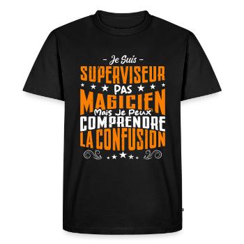 Je Suis Superviseur Pas Magicien - T-shirt Premium bio Homme - noir - Devant - Nico (187cm)