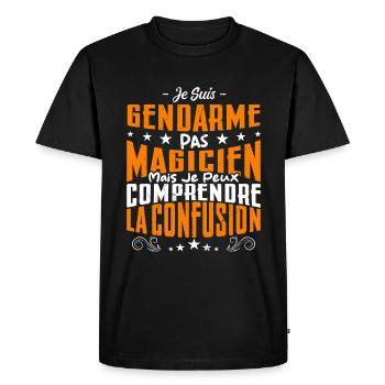 Je Suis Gendarme Pas Magicien - T-shirt Premium bio Homme - noir - Devant - Nico (187cm)