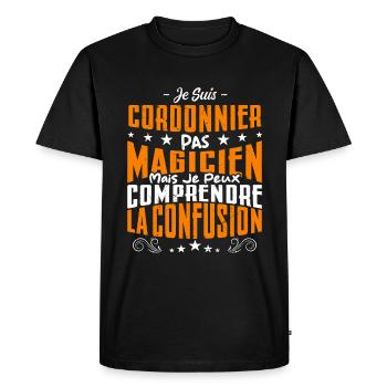 Je Suis Cordonnier Pas Magicien - T-shirt Premium bio Homme - noir - Devant - Nico (187cm)