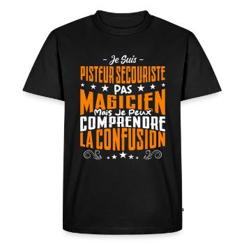 Je Suis Pisteur Secouriste Pas Magicien - T-shirt Premium bio Homme - noir - Devant - Nico (187cm)