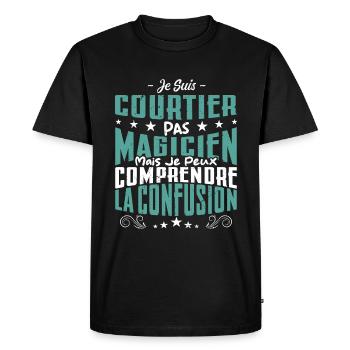 Je Suis Courtier Pas Magicien - T-shirt Premium bio Homme - noir - Devant - Nico (187cm)