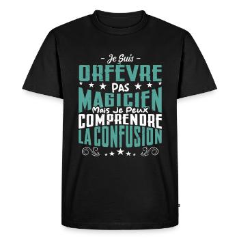 Je Suis Orfèvre Pas Magicien - T-shirt Premium bio Homme - noir - Devant - Nico (187cm)