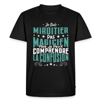 Je Suis Miroitier Pas Magicien - T-shirt Premium bio Homme - noir - Devant - Nico (187cm)