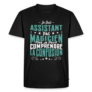 Je Suis Assistant Pas Magicien - T-shirt Premium bio Homme - noir - Devant - Nico (187cm)