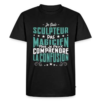 Je Suis Sculpteur Pas Magicien - T-shirt Premium bio Homme - noir - Devant - Nico (187cm)