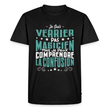 Je Suis Verrier Pas Magicien - T-shirt Premium bio Homme - noir - Devant - Nico (187cm)