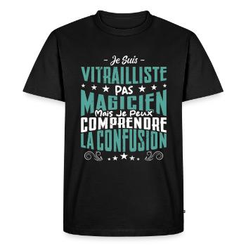Je Suis Vitrailliste Pas Magicien - T-shirt Premium bio Homme - noir - Devant - Nico (187cm)