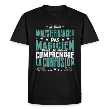Je Suis Analyse Financière Pas Magicien - T-shirt Premium bio Homme - noir - Devant - Nico (187cm)