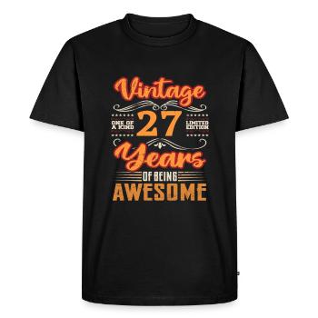 Vintage | 27 anniversaire idées cadeaux - T-shirt Premium bio Homme - noir - Devant - Nico (187cm)
