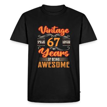 Vintage | 67 anniversaire idées cadeaux - T-shirt Premium bio Homme - noir - Devant - Nico (187cm)