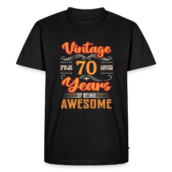 Vintage | 70 anniversaire idées cadeaux - T-shirt Premium bio Homme - noir - Devant - Nico (187cm)
