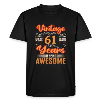 Vintage | 61 anniversaire idées cadeaux - T-shirt Premium bio Homme - noir - Devant - Nico (187cm)