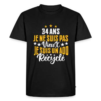34 ans | Cadeau d'anniversaire | fête des pères - T-shirt Premium bio Homme - noir - Devant - Nico (187cm)