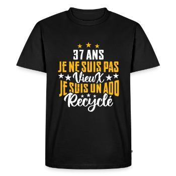 37 ans | Cadeau d'anniversaire | fête des pères - T-shirt Premium bio Homme - noir - Devant - Nico (187cm)