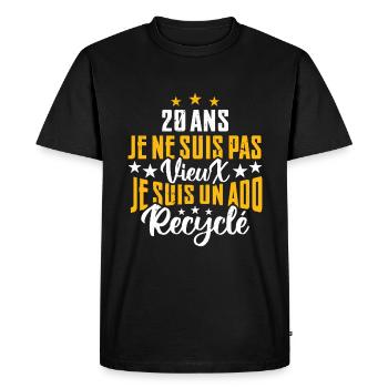 20 ans | Cadeau d'anniversaire | fête des pères - T-shirt Premium bio Homme - noir - Devant - Nico (187cm)