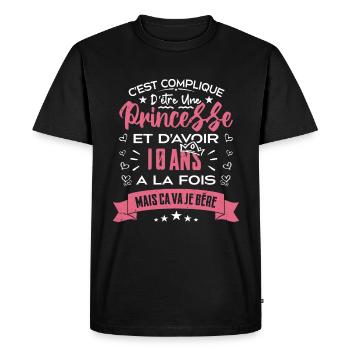 Une princesse a 10 ans, Cadeau d’anniversaire - T-shirt Premium bio Homme - noir - Devant - Nico (187cm)