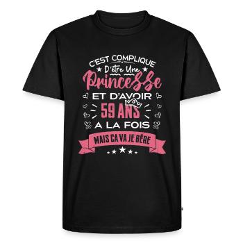Une princesse a 59 ans, Cadeau d’anniversaire - T-shirt Premium bio Homme - noir - Devant - Nico (187cm)