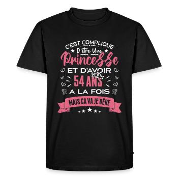 Une princesse a 54 ans, Cadeau d’anniversaire - T-shirt Premium bio Homme - noir - Devant - Nico (187cm)