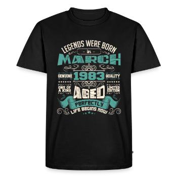 March 1983 | birthday gift - T-shirt Premium bio Homme - noir - Devant - Nico (187cm)