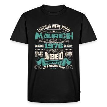March 1976 | birthday gift - T-shirt Premium bio Homme - noir - Devant - Nico (187cm)