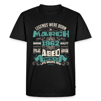 March 1962 | birthday gift - T-shirt Premium bio Homme - noir - Devant - Nico (187cm)