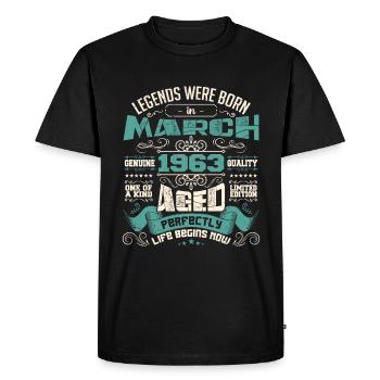 March 1963 | birthday gift - T-shirt Premium bio Homme - noir - Devant - Nico (187cm)
