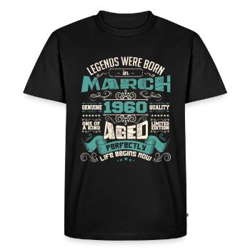 March 1960 | birthday gift - T-shirt Premium bio Homme - noir - Devant - Nico (187cm)