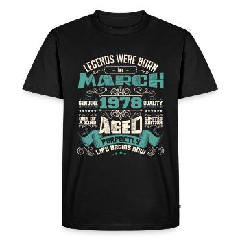 March 1978 | birthday gift - T-shirt Premium bio Homme - noir - Devant - Nico (187cm)