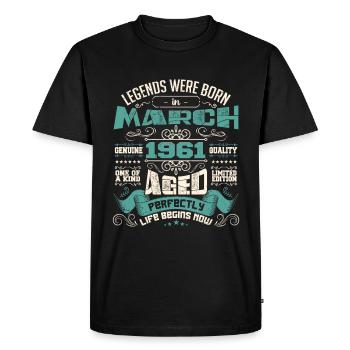 March 1961 | birthday gift - T-shirt Premium bio Homme - noir - Devant - Nico (187cm)