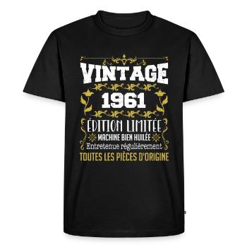 vintage 1961 | Toutes Les Pièces D'origine - T-shirt Premium bio Homme - noir - Devant - Nico (187cm)
