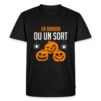 Un bonbon ou un sort - T-shirt Premium bio Homme - noir - Devant - Nico (187cm)