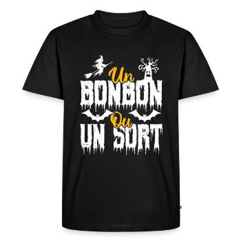 Un bonbon ou un sort - T-shirt Premium bio Homme - noir - Devant - Nico (187cm)