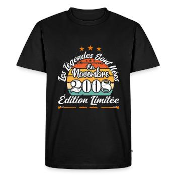 Les Légendes Sont Nées En Novembre 2008 - T-shirt Premium bio Homme - noir - Devant - Nico (187cm)