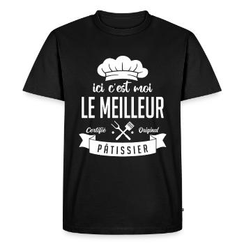 Ici c'est moi le Meilleur Pâtissier - T-shirt Premium bio Homme - noir - Devant - Nico (187cm)