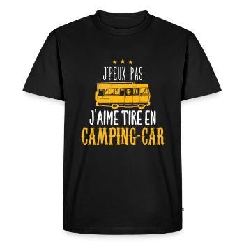 j'peux pas j'aime tire en camping-car | campingCar - T-shirt Premium bio Homme - noir - Devant - Nico (187cm)