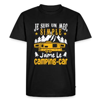 Je Suis Un Mec Simple J'aime le Camping-car - T-shirt Premium bio Homme - noir - Devant - Nico (187cm)