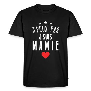 J'peux Pas J'suis Mamie - T-shirt Premium bio Homme - noir - Devant - Nico (187cm)