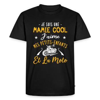 Mamie cool moto, fête des grands-mères, motarde - T-shirt Premium bio Homme - noir - Devant - Nico (187cm)