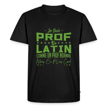 Prof | Professeur Latin | Métier Citations Noël - T-shirt Premium bio Homme - noir - Devant - Nico (187cm)