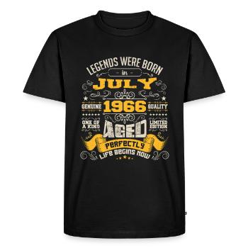 Legends were born in July 1966 | Aged Perfectly - Men's Premium Organic T-Shirt - black - Front - Nico (187cm)